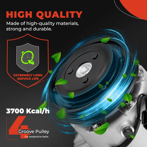 Premium Air Conditioner AC Compressor With Clutch For Hyundai Elantra 2014 2016 And Kia Forte 2014 2016 close-up of 4 groove pulley