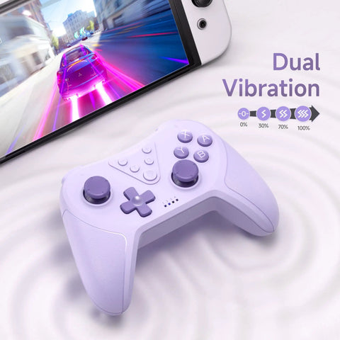 Purple Wireless Bluetooth Gamepad For Switch With Wake Up Support 6 Axis Gyro Turbo Mode Adjustable Vibration Low Latency Pro Controller