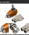 Seat Lock Anti Theft Bolt With 1/4-20 Thread For Touring Sportster Softail Dyna Road King Street Glide Electra Glide And More Motorcycles Stainless Steel Screw Aluminum Cover Easy Install, showing orange aluminum cover and keys.
