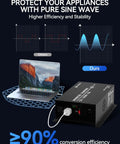 Laptop connected to 1000W Pure Sine Wave Inverter Charger With 55A LiFePO4 Battery Charger And 20Ms UPS