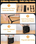 Assembly steps for Active Print While Drying Filament Feeder And Dryer For 3D Printers, 25W Silent Warmer, Spool Holder.