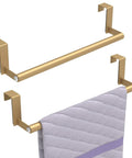 Over The Cabinet Door Towel Rack 2 Pack Gold Stainless Steel Kitchen Towel Holder Hanger visible with dish towel