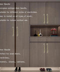 Wooden cabinet with European antique door handles installed, suitable for wardrobes and cabinets, visible in a rustic setting.