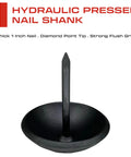 Top Shelf 50 Pack Of One Inch Iron Clavo Nails Features Speckled Matte Black Look on display, showing detailed thick 1-inch nail tip.