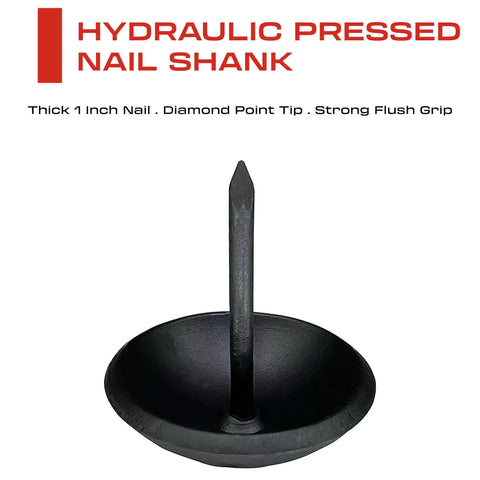 Top Shelf 50 Pack Of One Inch Iron Clavo Nails Features Speckled Matte Black Look on display, showing detailed thick 1-inch nail tip.