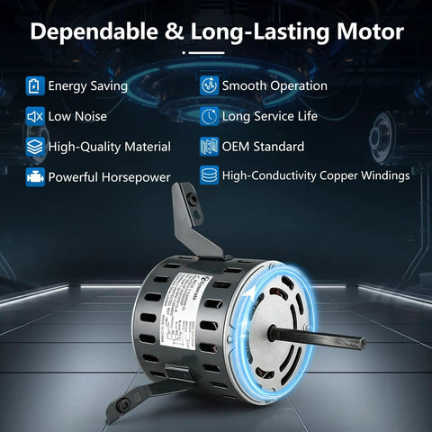 Heavy Duty 1/2 Hp 4 Speed Blower Fan Motor Compatible With Goodman Furnace Replacement 0131F00042 showcasing energy-saving design and high-quality material.