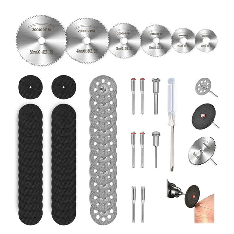 Ultimate 55 Piece All In One Rotary Tool Cutting Wheel Kit With Resin Discs Diamond Wheels HSS Blades And Extras