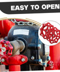 Red cast iron faucet handle on a valve with Two Pack Cast Iron Faucet Handle Replacement Kit inset