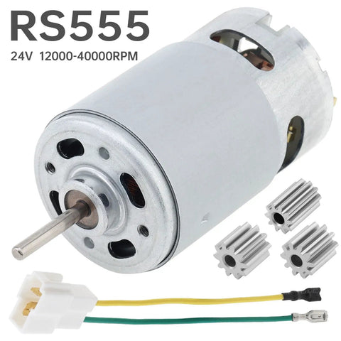 High Speed 24V DC Ride On Car Motor Upgrade With 18000 RPM Replacement Drive Motor For Kids Ride On Cars Includes Three 10 Tooth Gear Sets And Wiring For Easy Install