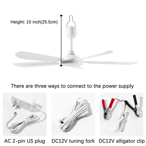 Portable 28 Inch Ceiling Fan With Remote For Indoor And Outdoor Use White Quiet Plug In Gazebo Tent RV Dorm Garage Small Room