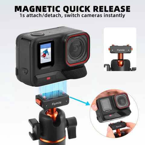Magnetic lock on 21 Inch Grab And Go Portable Selfie Stick Tripod With Quick Release for X5 Ace Pro 2 action cameras