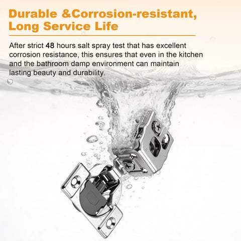 Heavy Duty 10 Pack Soft Close Cabinet Hinges 1 1/4 Inch Overlay submerged in water showcasing corrosion resistance.