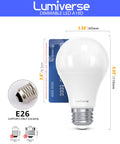 Dimmable A19 LED Light Bulbs 5000K Crisp Daylight, 9.5W, E26 Base shown with credit card for scale