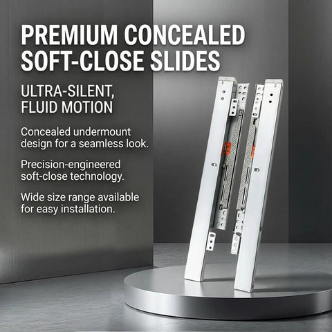 Zinc Plated Drawer Slides With Soft Close Undermount Full Extension Runners For Cabinets And Furniture Quiet Smooth Glide Tough As Nails Heavy Duty Metal Rails Durable Hardware For Long Lasting Performance