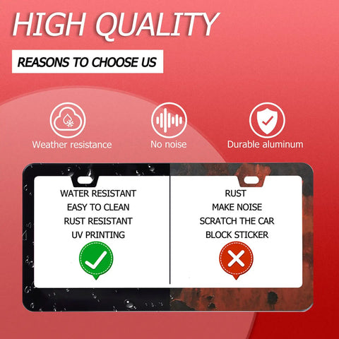 Comparison of high quality features of Colorful Floral License Plate Frame Personalize Your Ride Stainless Steel Universal Car Decor