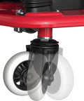 Close-up of anti-tip front caster on 24V Electric Drifting Go Kart With Drift Bar For Dialed Drifts And Variable Speed Up To 12 MPH
