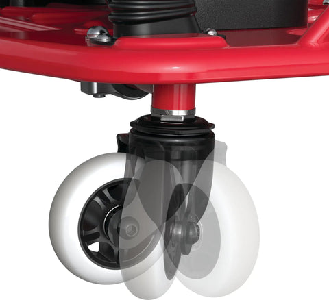 Close-up of anti-tip front caster on 24V Electric Drifting Go Kart With Drift Bar For Dialed Drifts And Variable Speed Up To 12 MPH