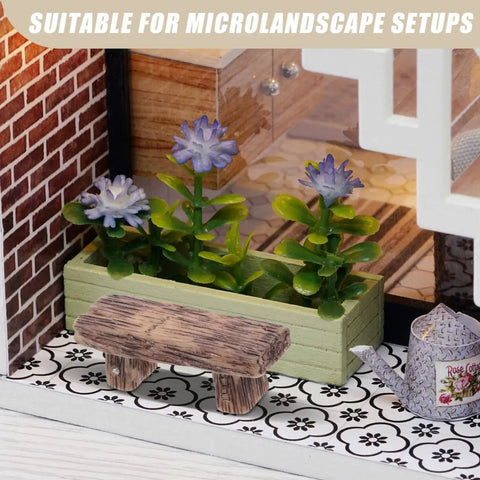 4 Pack Miniature Resin Park Benches for Fairy Gardens and Dollhouses, Wood Look Seat in Micro Landscape Decor, Weather Resistant