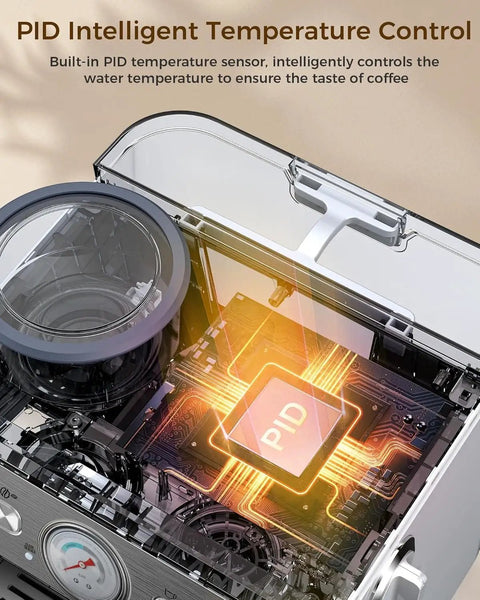 Inner view of the 20 Bar Espresso Machine With Built-In Grinder And Milk Frother For Home Use showcasing PID temperature control.