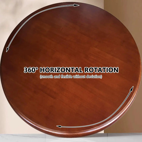 Top view of Wooden 360 Degree Lazy Susan For Dining Table With Silent Smooth Spin Rotating Serving Tray displaying rotation direction.