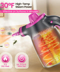 Heavy Duty Pressurized Handheld Steam Cleaner With 12 Piece Attachment Kit For A Sweet And Slick Deep Clean showing vapor at 230°F.
