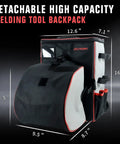 Rugged Detachable Welding Tools Backpack Large Capacity Waterproof Gear Bag with 11 Pockets and Helmet Catch, 600D Construction