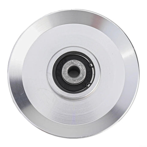 110mm CNC Machined Aluminum Cable Pulley Wheel With 6202RS Bearings For Home Gym Quiet Smooth Operation Built To Last AL6061 Aircraft Grade Aluminum Fitness Roller Silver 1 Pack, front view
