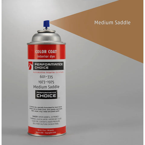 Front view of a Performance Choice Color Coat interior dye spray can for 1973–1975 Corvette Medium Saddle, 12 oz