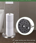 Freestanding Toilet Paper Holder With Storage In Brushed Nickel Stainless Steel Stand For Bathroom Fits 4 Rolls Extra Roll Storage