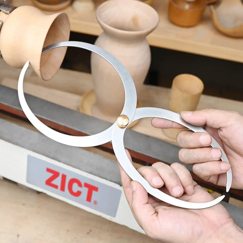 Slick Double Ended Bowl Calipers For Woodturning And Fine Jobs, 5.5in jaw span, stainless steel, measuring inside diameter.