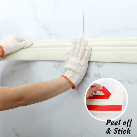 Installing Self Adhesive Baseboard Trim Kit With Peel And Stick Design Hardened Yet Flexible Caulk And Chair Rail Molding
