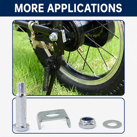 Complete 2 Piece Bicycle Training Wheel Mounting Screw Kit For Kids Bikes Kid Friendly Universal Stabilizer Attachments With Shoulder Bolt Washer And Lock Nut Easy Install For Safe Learning And Steady Rides, bike wheel close-up
