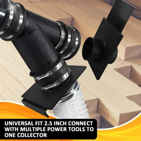 Badass Heavy Duty 2.5 Inch Dust Collection Blast Gate With Killer Airflow Control Design equipped with universal fit connectors for power tools.