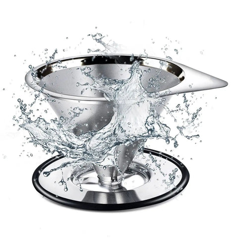 Pour Over Stainless Steel Coffee Dripper Cone Filter Paperless Reusable Coffee Filter with water splash effect