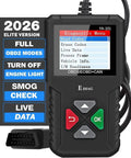 YA101 Upgraded OBD2 Scanner Auto Code Reader For Check Engine Light O2 Sensor EVAP Test On Board Monitor Test Smog Check Diagnostic Tool For All OBD2 Cars Since 1996 displaying diagnostic menu with black casing and connection cable.