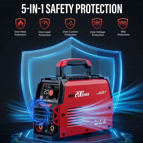 110V Pulse Welder For DIY Pros, 20 To 200A 2 In 1 Stick And TIG with 5-in-1 safety protection features