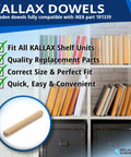 Heavy Duty Wooden Dowel Pins Six By Fifty Millimeter Straight Shot Replacement For Flat Pack Furniture And Wobbly Shelves Solid Core Joint Reinforcement Makes Quick Repairs in a shelf display.