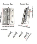 10 Pack 2.28 Inch Silent Cabinet Door Hinges Stainless Steel Folding Butt Hinges Opening Size 58x35x1.2mm with screws