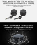 RPLIDAR S2 2D 360 Degree LIDAR Sensor with compact design, 30m scanning range, shown in dry and wet conditions for robots.