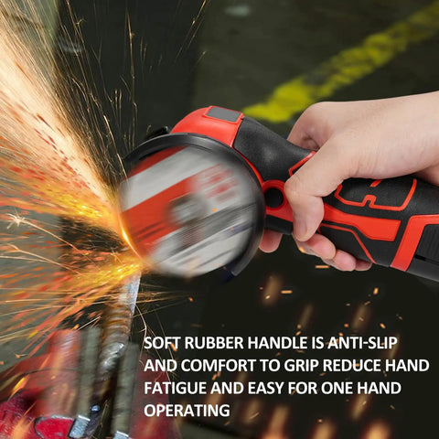 Cordless Angle Grinder 7000 RPM With 16.8V Battery And 76mm Wheels Handled Like A Dream For cutting and polishing in action.