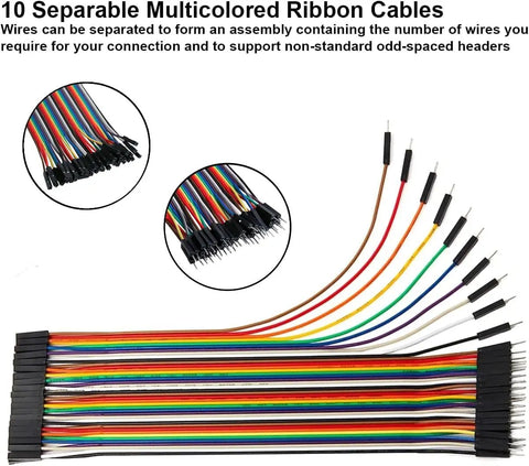Dope 40 Piece Jumper Wire Kit With Female To Male Dupont Cables 20 Cm Length 8 Inch Multicolor Ribbon Wires For Breadboard Prototyping