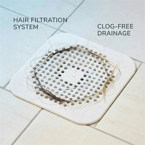 Large Silicone Shower Drain Hair Catcher 2 Pack 5.7 Inch Square Flat Drain Cover Fits 5 And 6 Inch Standard Tub Bases Kicks Stubborn Clogs Straight To The Curb Snags Hair Pet Fur And Everyday Gunk Before They Jam Up Your Plumbing