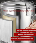 Inside view of Heavy Duty 304 Stainless Steel Insulated Dispenser Barrel With Slick Leakproof Silicone Lid showing three-layer insulation.