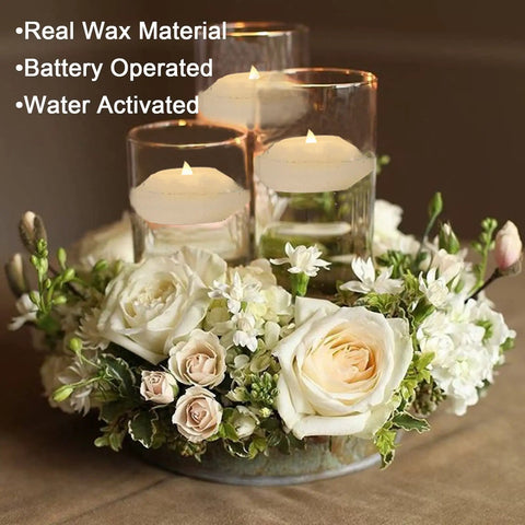 Pack Of 4 Wax Flickering LED Floating Candles 3 Inch Tealights Waterproof Warm White Battery Operated Flameless Candles For Dope Centerpieces Weddings Pool Parties Decor in floral arrangement