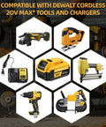 Rugged 6.0Ah 20 Volt Rechargeable Battery 2 Pack Compatible With DeWalt Power Tools And Fast Chargers Replace DCB206 DCB205 with tools