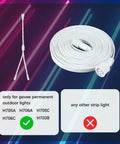 Heavy Duty All Season Extension Cable Set 6 Pack Featuring Three Y Branch Plugs And Three Sixteen Foot White Leads Plug And Play Ready For Govee H705 H706 Pro Outdoor Light Installations with splitters and roll.