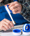 Craftsman using 100 Rolls PTFE Tape One Half Inch By 520 Inches For Plumbing Sealant Waterproof Leak Proof Sealing Tape, Great For Shower Heads, Water Pipes, And DIY Repairs, White.