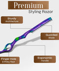 Professional Hair Cutting Razor Kit With Stainless Steel Feather Styling Blade and 11 Replacement Inserts for Pro Thinning, featuring ergonomic grip and guarded blade.