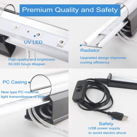 Lit 1Ft USB Powered T5 UV Blacklight Tube 10W Portable Black Light Bar for body paint, room decor, glow parties, and more