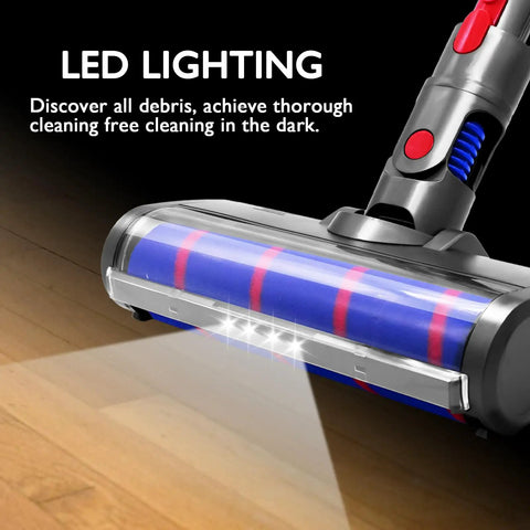 Quick-Release Soft Roller Cleaning Head For Cordless Vacuum Cleaners V7 V8 V10 V11 V15 Series with LED light on hardwood floor